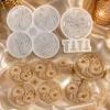 Silicone mold for a floral patterned round coaster set with a holder